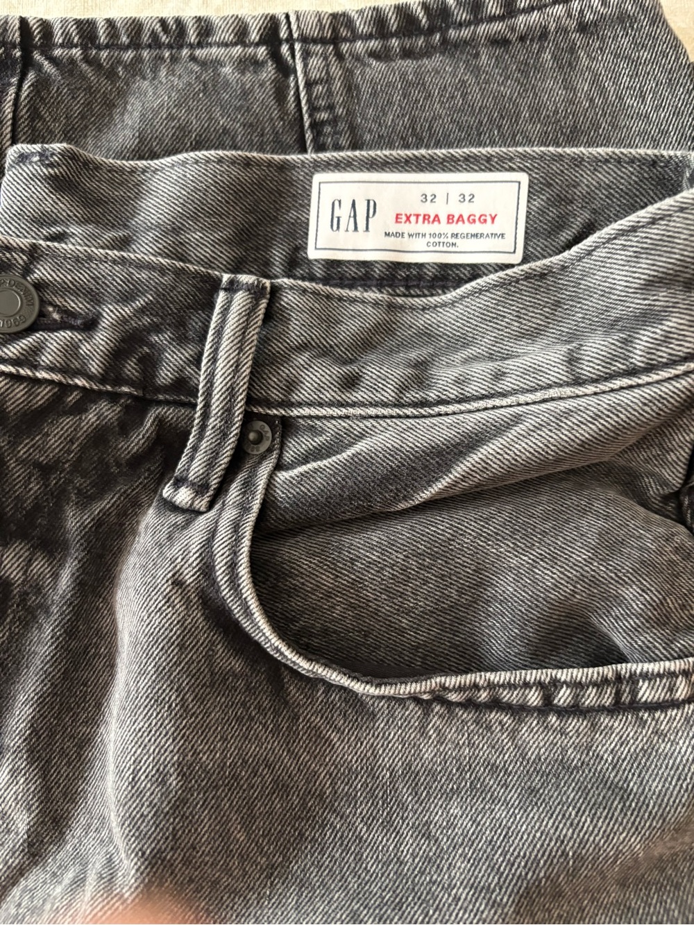 NWOT GAP Black Wash Extra Baggy Jeans 32x32 100% cotton